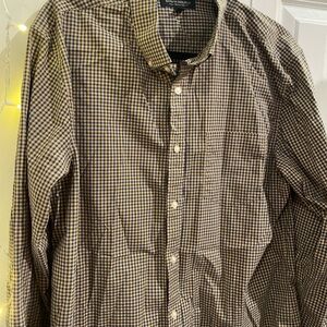 Banana Republic Men's Gingham Shirt - Black and Tan